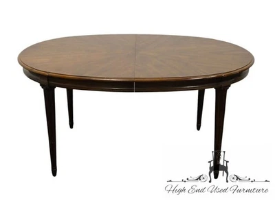 HENREDON FURNITURE Bookmatched Walnut Italian Provincial 60" Oval Dining Tabl... - Image 1 of 4