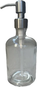 DISPENSADOR DE JABÓN DE VIDRIO TRANSPARENTE CON BOMBA DE PLATA CEPILLADA ARBOLEDA PLATO DE MANO REUTILIZABLE b - Imagen 1 de 9