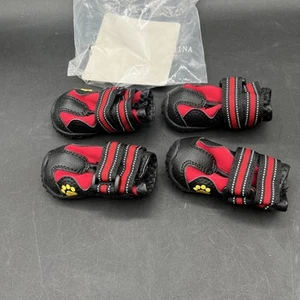 Dog Shoes Boots Anti-Slip Waterproof Red and Black Size 1 Reflective Protection - Picture 1 of 2
