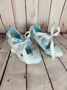 JOE BROWNS, UK size 4 wide, stiletto, ribbon tied, round toe, floral blue shoe - Picture 1 of 12