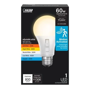 Feit A19 E26 (Medium) LED Motion Activated Bulb Tunable Color Changing 60Watt - Picture 1 of 1