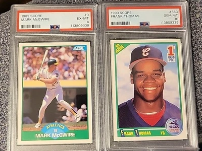1990 Score Baseball Frank Thomas Rookie PSA 10 And Psa 6 Mark McGwire Lot - Image 1 of 2