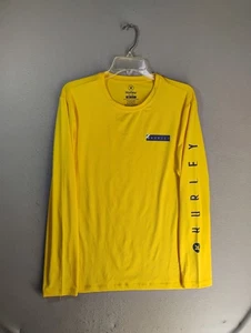 Hurley Mens Shirt Medium Yellow Long Sleeve Performance Moister Wicking Crewneck - Picture 1 of 9