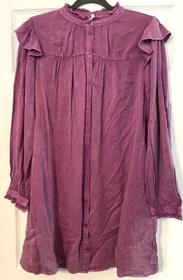 Nuevo Jodifl Púrpura Campesino Túnica Blusa Mujer Talla Pequeña Volantes Hombro Cottage Foto 1 de 4