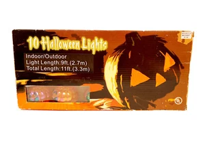 HALLOWEEN PUMPKIN HEAD STRING LIGHTS-Indoor/Outdoor-10 Lights-Party/Fall-9 Feet - Picture 1 of 2