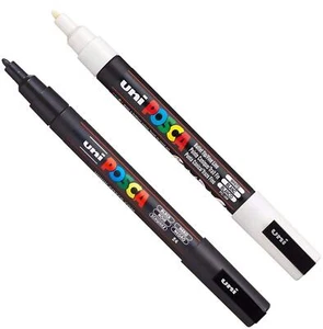 Pc3m Paint Art Marker Pens Fabric Glass Metal Pen Set Of Black + White 1 Of Eac - Picture 1 of 3
