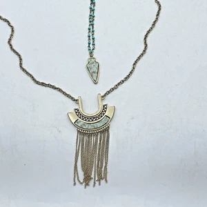 Crystal Couture Necklace & Earrings Set Gold Tone Turquoise Dreamcatcher Western - Picture 1 of 9