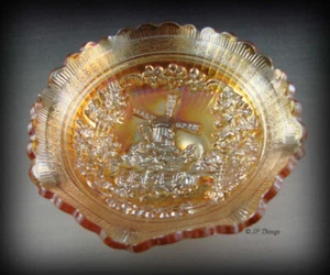 Imperial Marigold Carnival Glass Windmill Bowl Sauce Ruffled Scalloped Edge - Bild 1 von 4