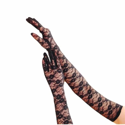 Women Lady's Bride Wedding Long Elegant Lace Evening Gloves - Image 1 of 4