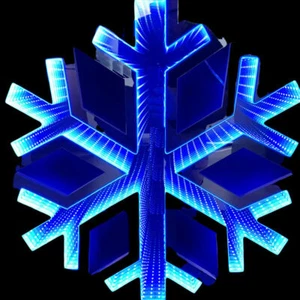 Infinity LED Mirror Light Hanging Snowflake Large Blue 60cm Light Up Display 3D - Picture 1 of 6