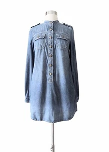 GAP 1969 Tunic Top Long Chambray Distressed Blue XS - Picture 1 of 8