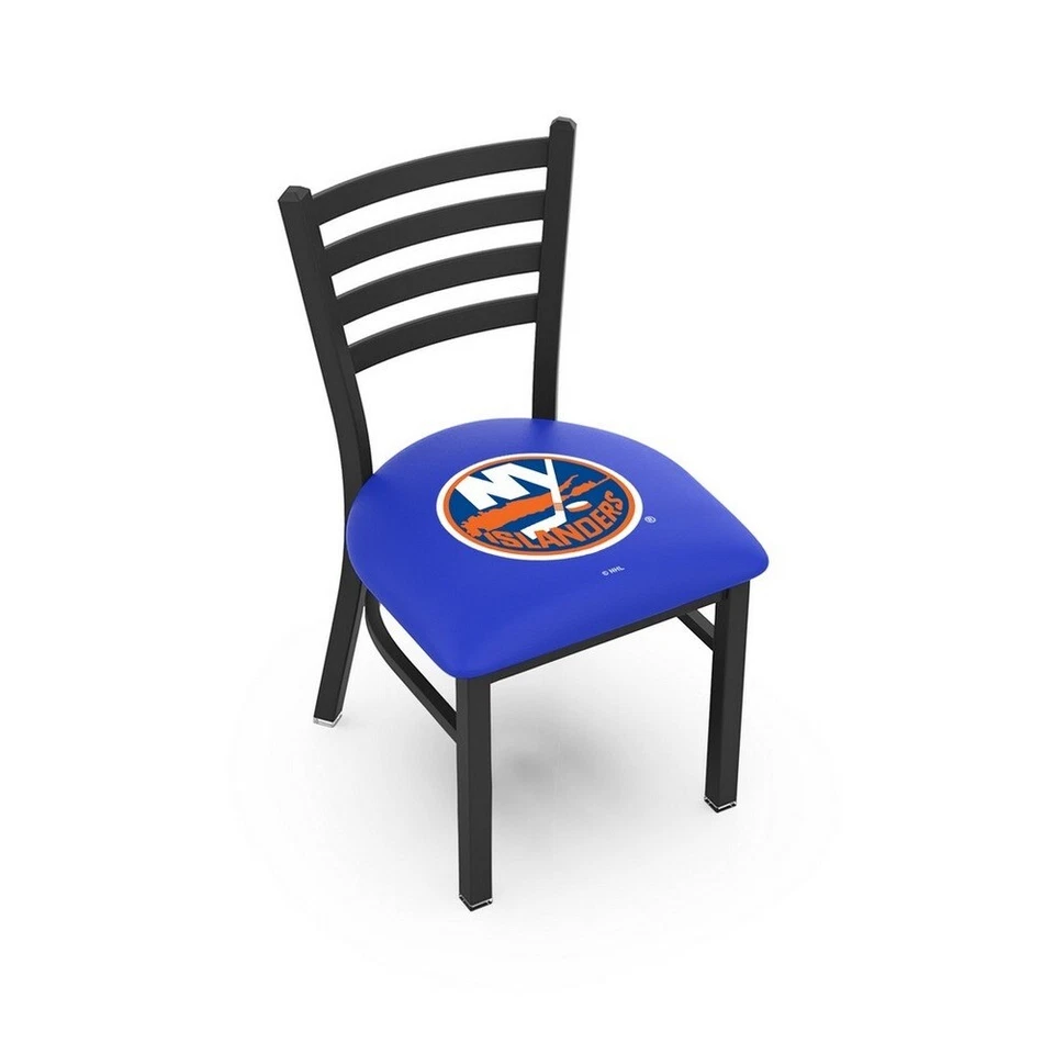 NHL-L00418 Blk Wrinkle New York Islanders Stationary Chair w/ Ladder Style Back - Image 1 of 1
