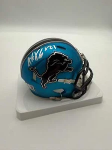 Mini casco de fútbol americano alternativo autografiado por Amik Robertson Detroit Lions Beckett - Imagen 1 de 4