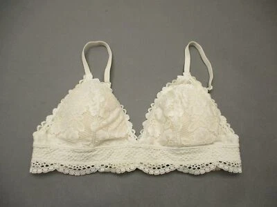 H&M Size 10 Womens Ivory Lace Wireless Padded Back Closure Triangle Bralette 6J - Image 1 of 4