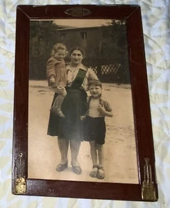 Antique Brutalist/Arts & Crafts Wood Metal-Photo Frame-From Jewish Family - Picture 1 of 9