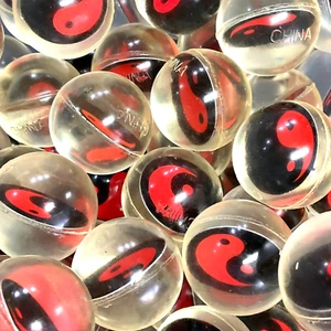 12 Clear Ying Yang Rubber Bouncy Super Balls: Fun Gifts-Party Favors ~1" (27mm) - Picture 1 of 2