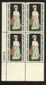 1273 MNH OG Plate Block (4) 1965 5c John Copley American Artist Free US Shipping - Picture 1 of 1