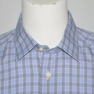 Camisa de Vestir DAVID DONAHUE Calce Clásico Azul Cuello 100% Algodón 16.5 34/35 Foto 1 de 3