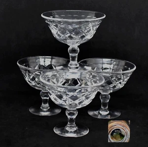 4 x Vintage Stuart Crystal Diamond Cut Comport Dessert Bowls - Picture 1 of 6