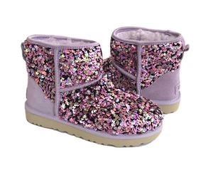 UGG CLASSIC MINI STELLAR SEQUIN LILAC FROST SPARKLES BOOTS US 7 / EU 38 / UK 5 - Picture 1 of 6