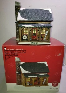 RETRO RARE 2004 ST.NICHOLAS SQUARE "LOG CABIN" PORCELAIN LIGHTED HOUSE - Picture 1 of 12