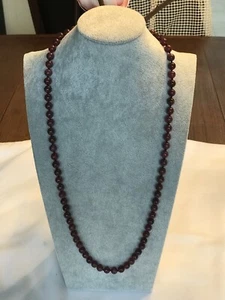 14K GF 8MM RND NATURAL RED GARNET W/ 14K GF CLASP NECKLACE. 30-IN. - Bild 1 von 3