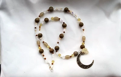 Collar con Cuentas Citrino Amarillo Colgante Estrella y Luna Foto 1 de 4