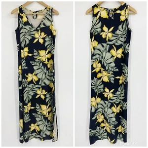 Tommy Bahama ärmelloses Maxikleid aus 100 % Seide schwarz gelb hawaiianisch Blumenmuster Gr. XS - Bild 1 von 7
