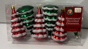 Glittering Glass 6 Piece Tree Shaped Miniature Christmas Tree Ornaments - Picture 1 of 5