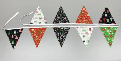 Banderín de tela casero decoración Navidad aprox. 83" Foto 1 de 4