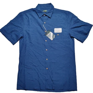 Campia Men Small Blue Textured Cool Comfort Soft Touch Rayon Hawaiian Shirt NEW - Picture 1 of 10