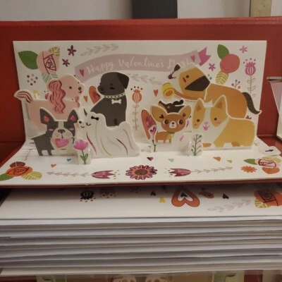 Valentines Day Panoramic 3D Pop up Card - Puppy Love - A284 - Image 1 of 4