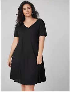 New! SHEIN BASICS Plus Marled Knit Patch Pocket Dress, Black, Size 20 - Picture 1 of 3