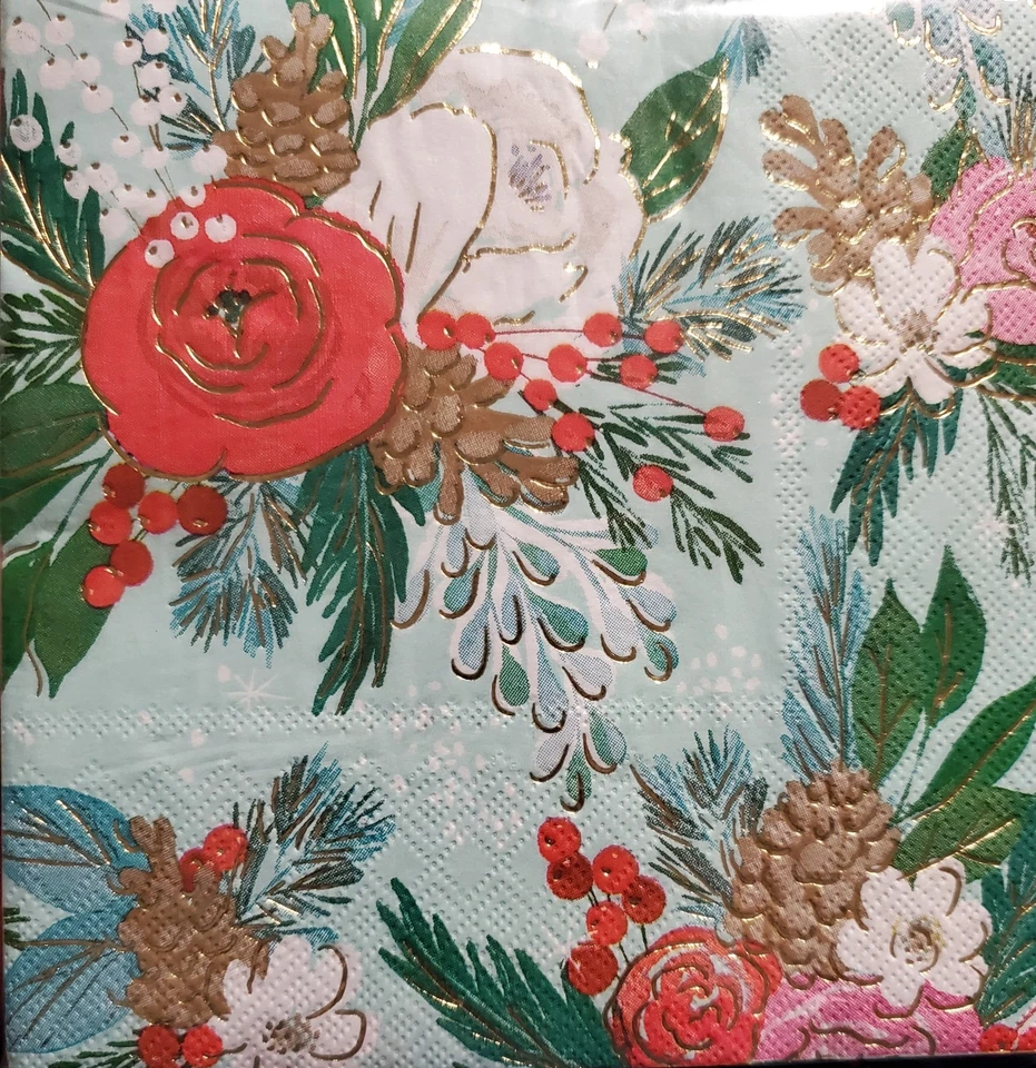 PAPYRUS 舒适花卉午餐餐巾 30 个美丽假日设计一次性  — 第 1/1 张图片