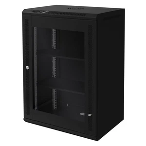 Armoire serveur 19" boîtier réseau murale noir en acier rack 16U 600x450x850 mm - Photo 1/10