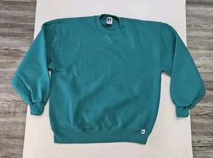 Russell Athletic Teal Sweatshirt Size M (Tagged L) Blank USA Crewneck Sweater - Picture 1 of 4