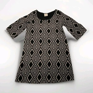 Vestido camisero túnica vintage para mujer talla pequeña forrado ligero estampado geométrico - Imagen 1 de 9