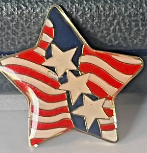 Prendedor de corbata sombrero solapa estrellas y rayas bandera patriótica en forma de estrella de colección - Imagen 1 de 2