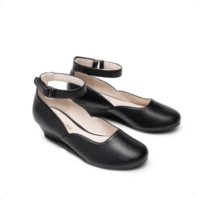 Zapatos de salón de vestir con cuña baja y correas al tobillo para bodas fiestas formales para niños y niñas Foto 1 de 4