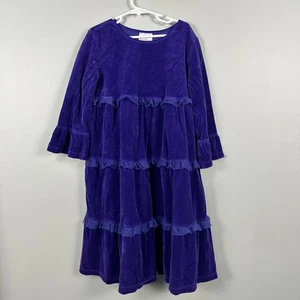 Hanna Andersson Girls Love 2 Twirl Velour Dress Long Sleeve Purple Size 140 10 - Picture 1 of 3