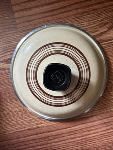 Vintage Club Aluminum Sauce Pan Tan w/ Brown Stripe Enamel REPLACEMENT LID ONLY - Picture 1 of 7