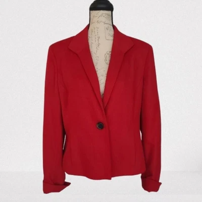 Chaqueta Blazer Roja Vintage Anne Klein Mezcla Lana Angora Botón Único Para Mujer 14 Foto 1 de 4