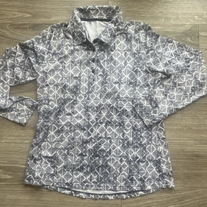 Adidas Golf gray white geometric print athletic 1/4 button pullover womens sz L - Picture 1 of 6