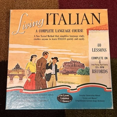 LIVING ITALIAN : A COMPLETE LANGUAGE COURSE 40 LESSONS VTG RECORDS SET OF 4 - Image 1 of 4