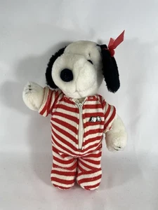 9” Snoopy Peluche en Pijama 1968 United Feature Syndicate Rojo Blanco Cacahuetes Limpio - Imagen 1 de 10