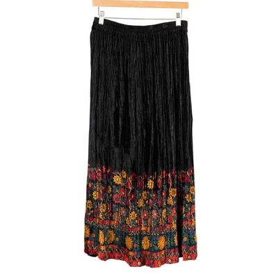 Maxi Falda Boho Terciopelo Floral De Colección Años 90 Arrugada Hippie Indie Festival Colorida Foto 1 de 4