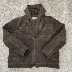 Wilson’s Lederjacke Kapuze Hybrid Hoodie Wildleder dunkelbraun Moto XL - Bild 1 von 14