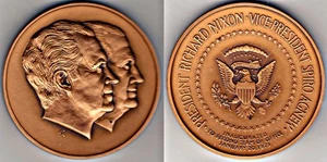 RICHARD NIXON/SPIRO AGNEW 1973 2nd Inaugural 70mm BRONZE HIGH-RELIEF MEDAL lbarl - Picture 1 of 1