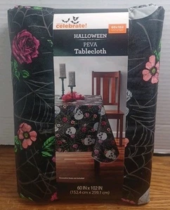Mantel Vinilo Halloween 60 X 102 Multicolor con Calaveras Flores Día de Muertos Nuevo - Imagen 1 de 7