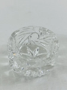 Vtg Crystal Glass Round Open Salt Dip Cellar Whirling Star & Ladder pattern - Picture 1 of 8